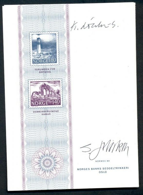 NORWAY NORWEX 80 Norges Bank - AUTOGRAPHED