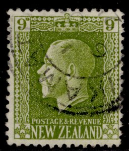 NEW ZEALAND GV SG429, 9d sage-green, FINE USED.