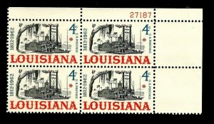US 1961 SC #1197 4 c Louisiana Statehood Mint NH Plate Block of 4 - Crisp Color