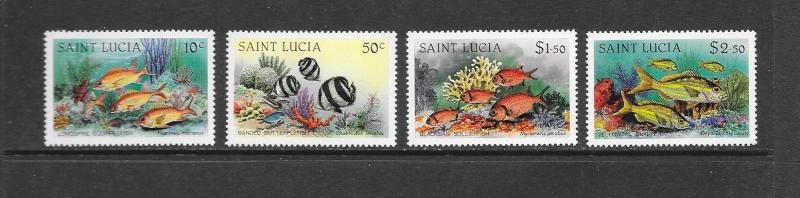 FISH- St LUCIA #612-615  MNH