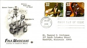 US 3212-3215 Folk Musicians PCS Set of Two Typed FDC