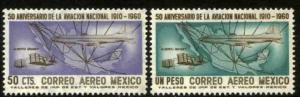 MEXICO C247-C248, 50th Anniversary of Mexican Aviation. MINT, NH. F-VF.