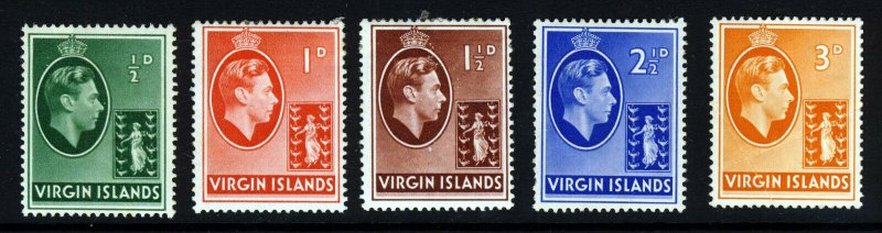 VIRGIN ISLANDS King George VI 1938 Definitive Group SG 110 to SG 115 MINT