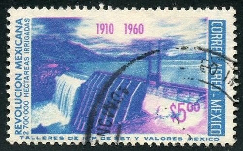 Mexico Scott C256 UF-VFH-LH -  1960 5p Air Post - SCV $3.00