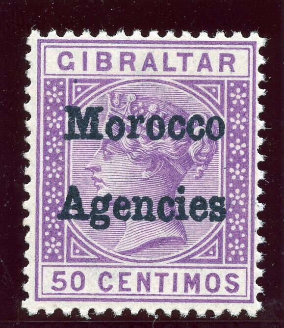Morocco Agencies 1898 QV 50c bright lilac (blue ovpt) superb MNH. SG 6f. Sc 10.