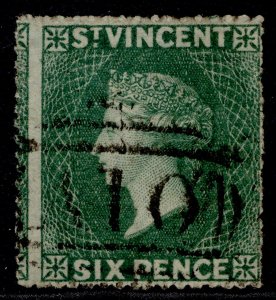 ST. VINCENT QV SG19, 6d dull blue-green, FINE USED. Cat £55. PERF about 15