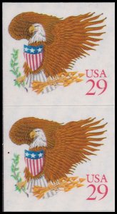 US 2597 Eagle & Shield red 29c vert pair MNH 1992
