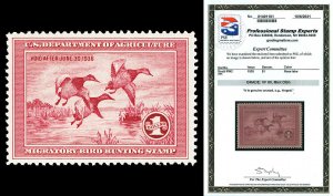 Scott RW2 1935 $1.00 Duck Stamp Mint Graded VF 80 OG H with PSE CERTIFICATE!