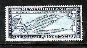 Newfoundland-Sc#C8- id8-unused hinged $1.00 Airmail-Maps-Flights-1931-