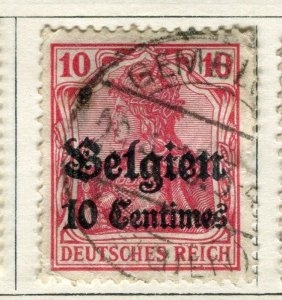 GERMANY;  BELGIUM OCCUPATION 1914 surcharged issue 10c. fine used