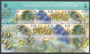 Ft103 2012 Pitcairn Islands Wwf Fluted Giant Clam Michel 25 Euro #865-8 1Kb Mnh
