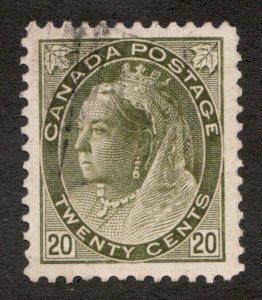 1900 Canada Sc# 84 - 20¢ Queen Victoria Numeral series. Used vf Cv$110 usd