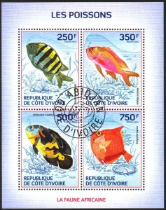 Ivory Coast 2014 Fishes Sheet Used / CTO