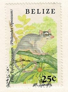 Belize #911a used 25c opossum