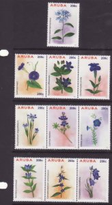 Aruba-Sc#450-9- id5-unused NH set-Flowers-2015-