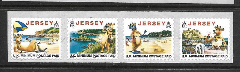 JERSEY, 789E, MNH, STRIP OF 4,  1999 SELF ADHESIVE STAMPS