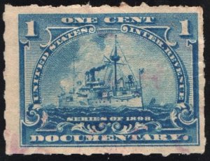 SC#R163p 1¢ Revenue: Documentary: Hyphen Hole Perf 7 (1898) Used