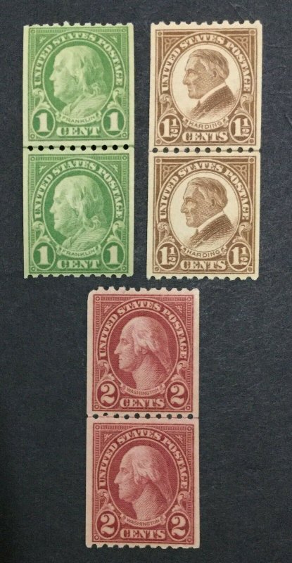 MOMEN: US STAMPS #604-606 LINE PAIR MINT OG NH VF LOT #34140