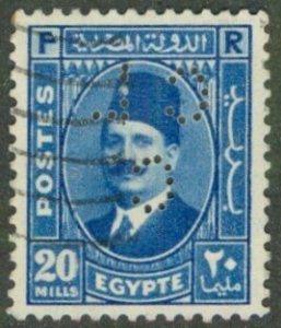 EGYPT 141 Perfin USED BIN $0.50