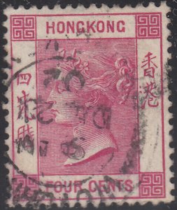 Hong Kong 1862-1902 used Sc 39 4c Victoria