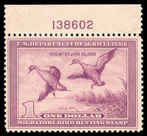 MOMEN: US STAMPS #RW5 MINT OG NH DUCK PF CERT