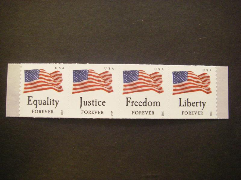 Scott 4637-40 or 4640a, Forever Flags, Strip of 4, MNH coil Beauties