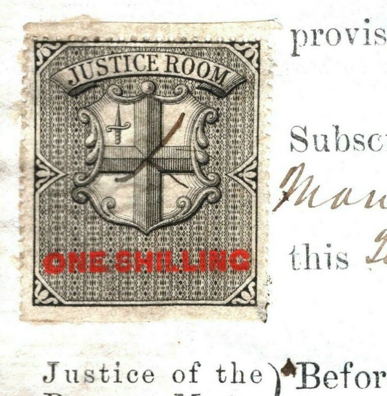 GB REVENUE India Railway *JUSTICE ROOM* 1s Signed LORD MAYOR London 1874 MS3769