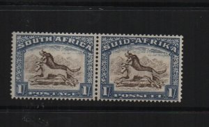 South Africa 1929 SG62 One Shilling mounted mint pair