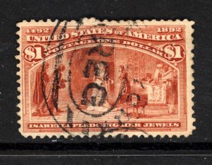 SCOTT 241 1893 $1 COLUMBIAN EXPOSITION ISSUE USED F-VF CAT $365!