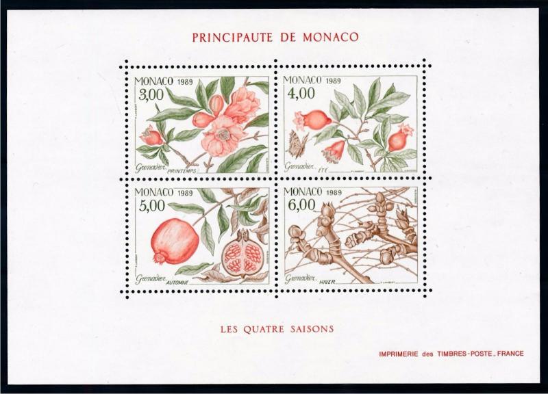 [69631] Monaco 1989 Flora Flowers Grenadier Tree Souvenir Sheet MNH