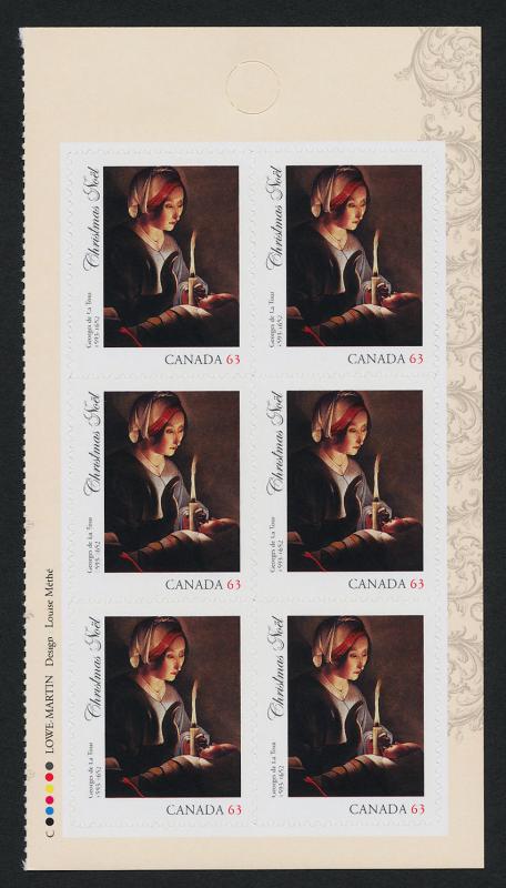 Canada 2688a Right Booklet Pane MNH Christmas, Art, St Anne with Christ Child