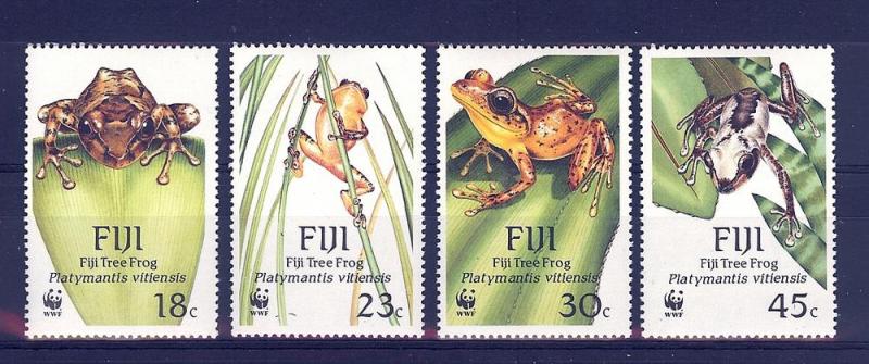 Fiji, 591-94, Frogs (WWF) Singles, **MNH**