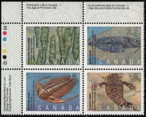 SC#1279-1282 39¢ Prehistoric Canada : 1st Series Plate Block UL (1990) MNH