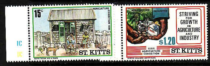 St. Kitts-Sc#183-4-Unused NH set-Children's Drawings-1986-