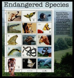 US #3105 FULL SHEET, Endangered Species, VF mint never hinged, very fresh,  C...