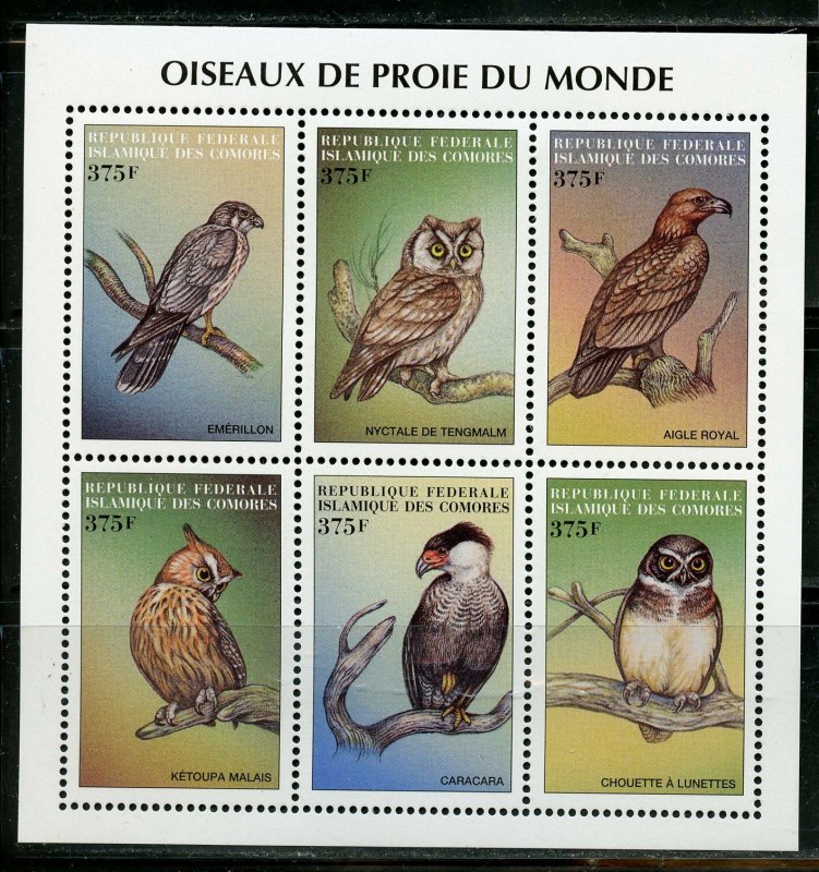 COMORES  BIRDS OF THE WORLD  SHEET & TWO SOUVENIR SHEETS  MINT NH 