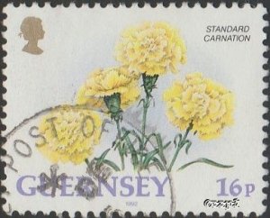Guernsey #486 1992 16p Standard Carnation USED-Fine-NH