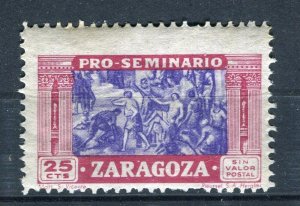 SPAIN; 1940s early Zaragoza local charity stamp Mint hinged value