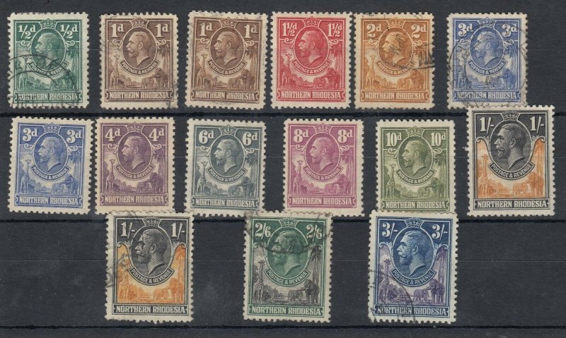 Northern Rhodesia KGVI 1925 Set To 3/- SG1/14 MH/FU J9636