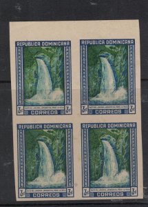 Dominican Republic 1946 SC Waterfall Sc 424 Imperf Block of 4 MNH (1hdg)