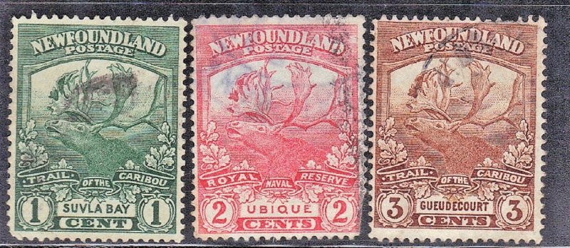 NEW FOUNDLAND SC# 115-117  *USED* 1c 2c 3c 1919   SEE SCAN