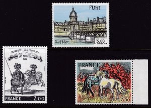 France 1978 ART (3) 3fr Scott 1582, 1584-85 Horses by Yves Brayer Pristine VF/NH
