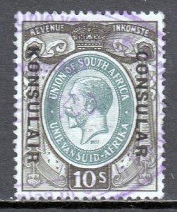 SOUTH AFRICA — BAREFOOT 2012 #14 — 1937 10/- CONSULAR REVENUE — USED — CV £15