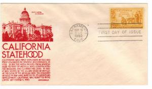 US #997(Me-2) 3c California Statehood FDC Anderson ECV $5.50