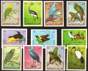 Ajman 1969 Birds Set of 11 Imperf.  MNH