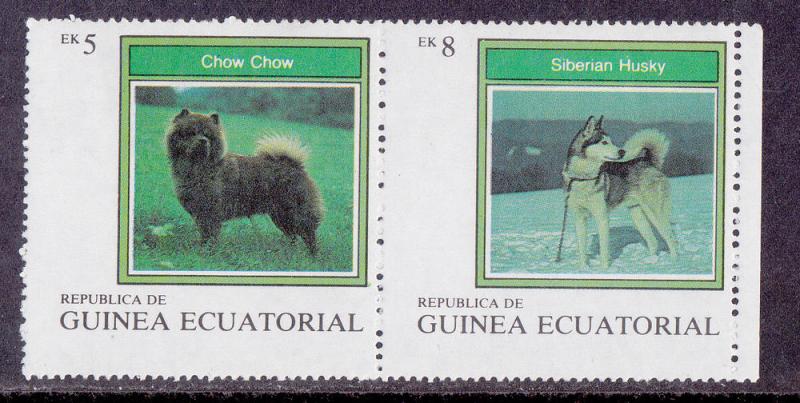 Equatorial Guinea, Sheet of Dog Stamps, Cto