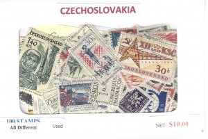 Czechoslovakia Mix, 100 All Different, Used**-