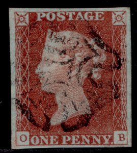 GB QV SG8, 1d red-brown PLATE 39, USED. Cat £100. BLACK MX OB