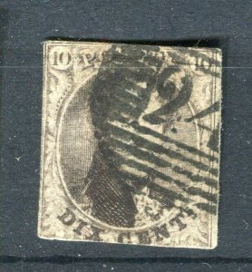 BELGIUM; 1850s classic Leopold Imperf issue used Shade of 10c. value Postmark