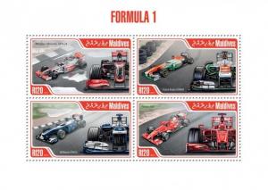 Formula 1 Sports Auto Racing Cars Motor Vehicles Autos Maldives MNH stamp set